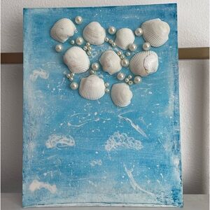 3D Pearls and Shells Painted Canvas Art